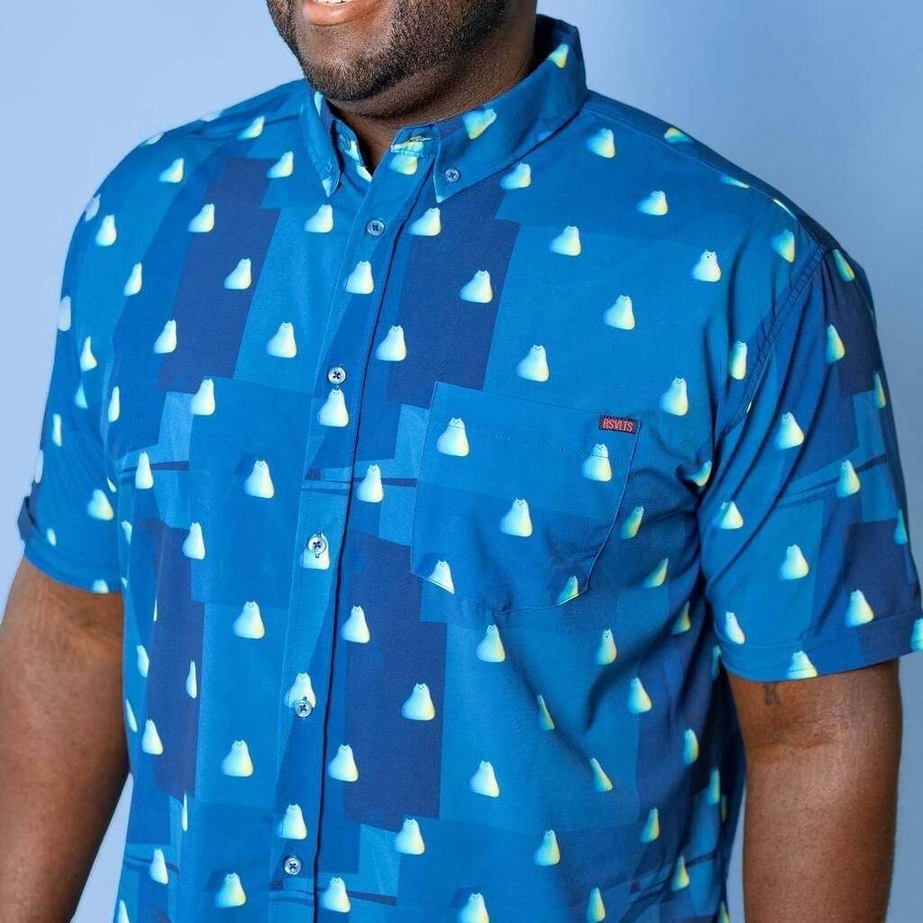RSVLTS Soul Cat KUNUFLEX Short Sleeve Shirt in Blue — detail 5