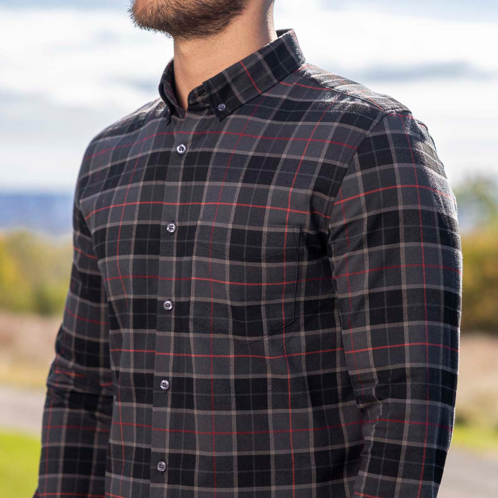 RSVLTS Flaniel Craig BorlandFlex Long Sleeve Flannel (2024 Fit) in Black — front view