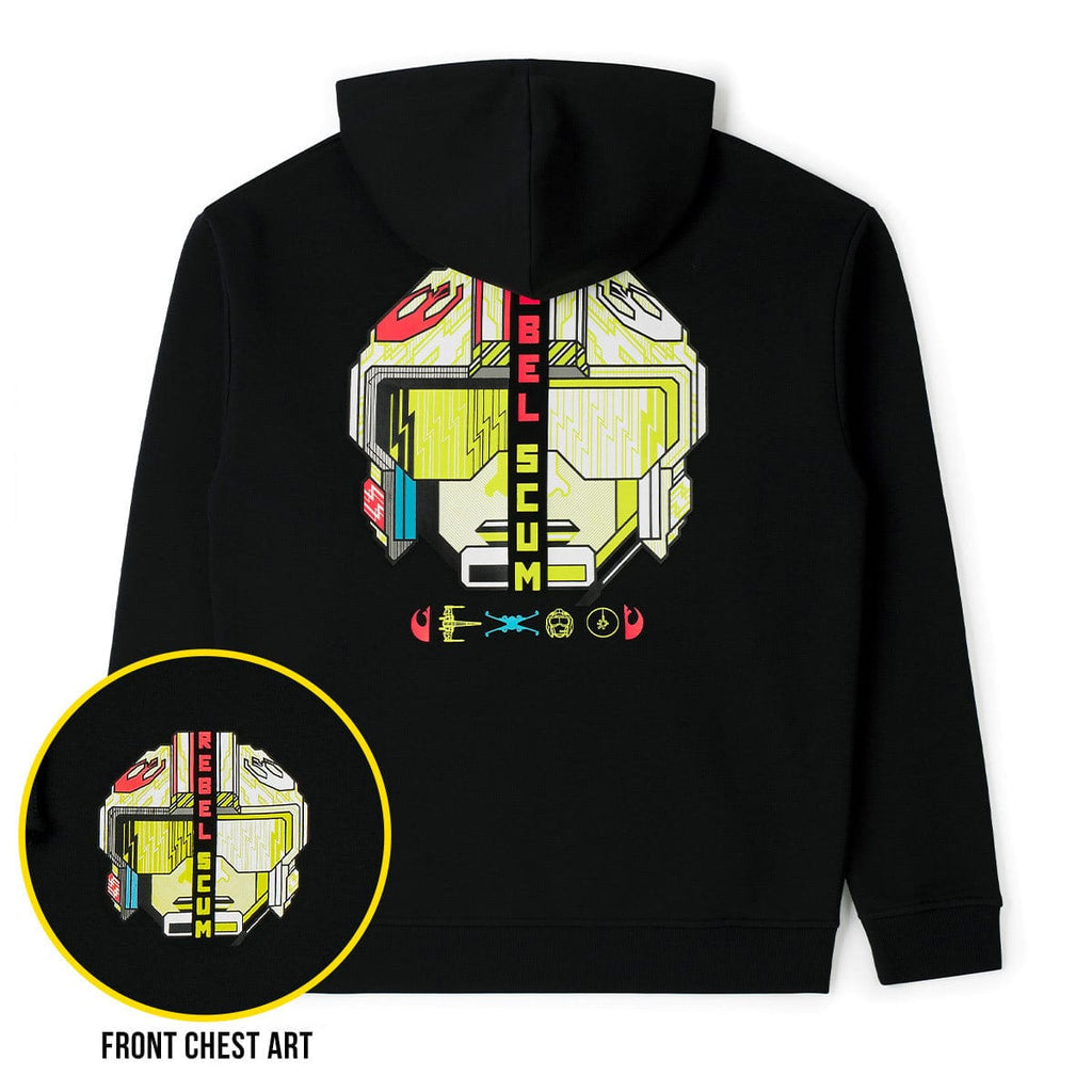 RSVLTS Rebel Scum Retro Performance Hoodie in Black — front view