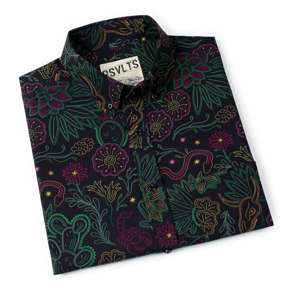 RSVLTS Midnight Mesa KUNUFLEX Short Sleeve Shirt in Black — detail 10