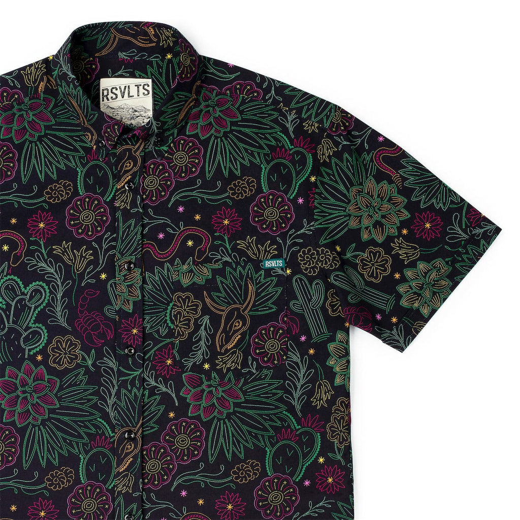 RSVLTS Midnight Mesa KUNUFLEX Short Sleeve Shirt in Black — detail 4