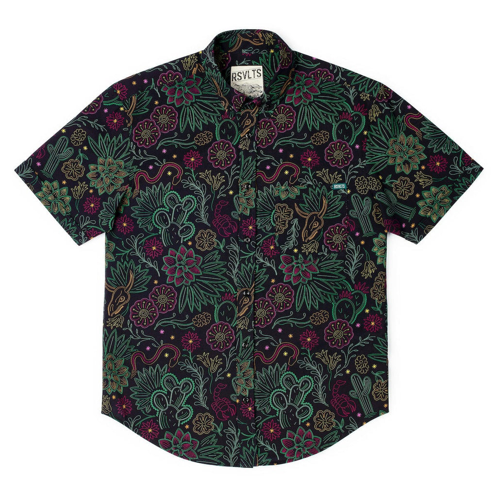 RSVLTS Midnight Mesa KUNUFLEX Short Sleeve Shirt in Black — detail 7