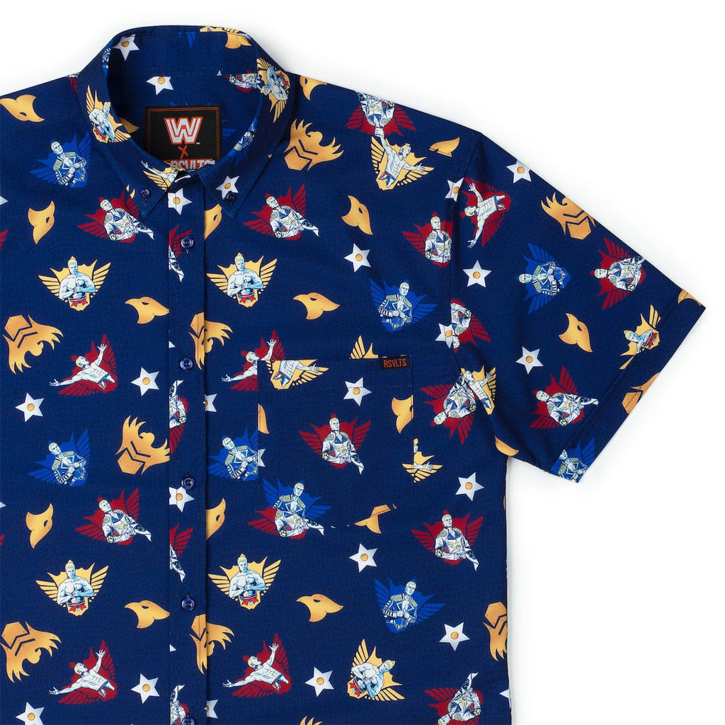 RSVLTS Rhode to Glory KUNUFLEX Short Sleeve Shirt in Blue — front view