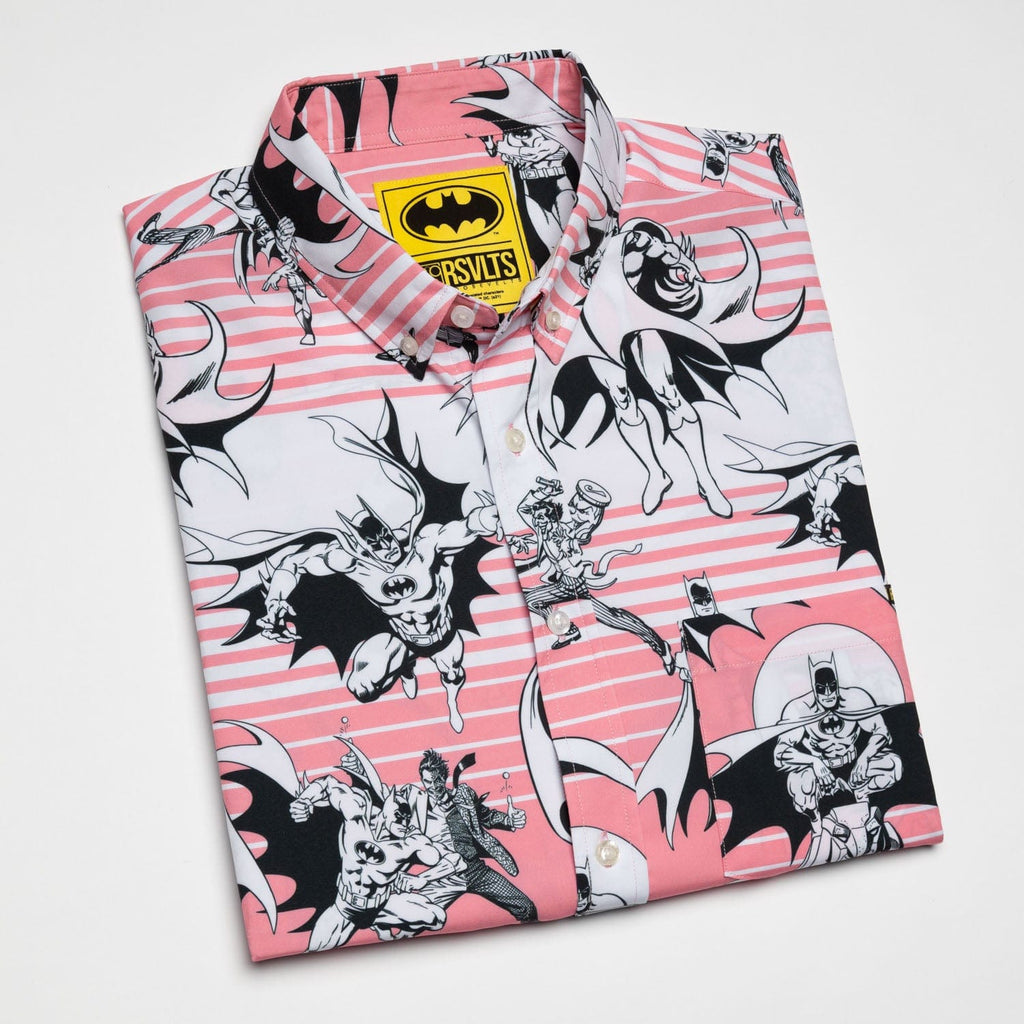 RSVLTS Sundown On Gotham City KUNUFLEX Short Sleeve Shirt in Red — detail 6