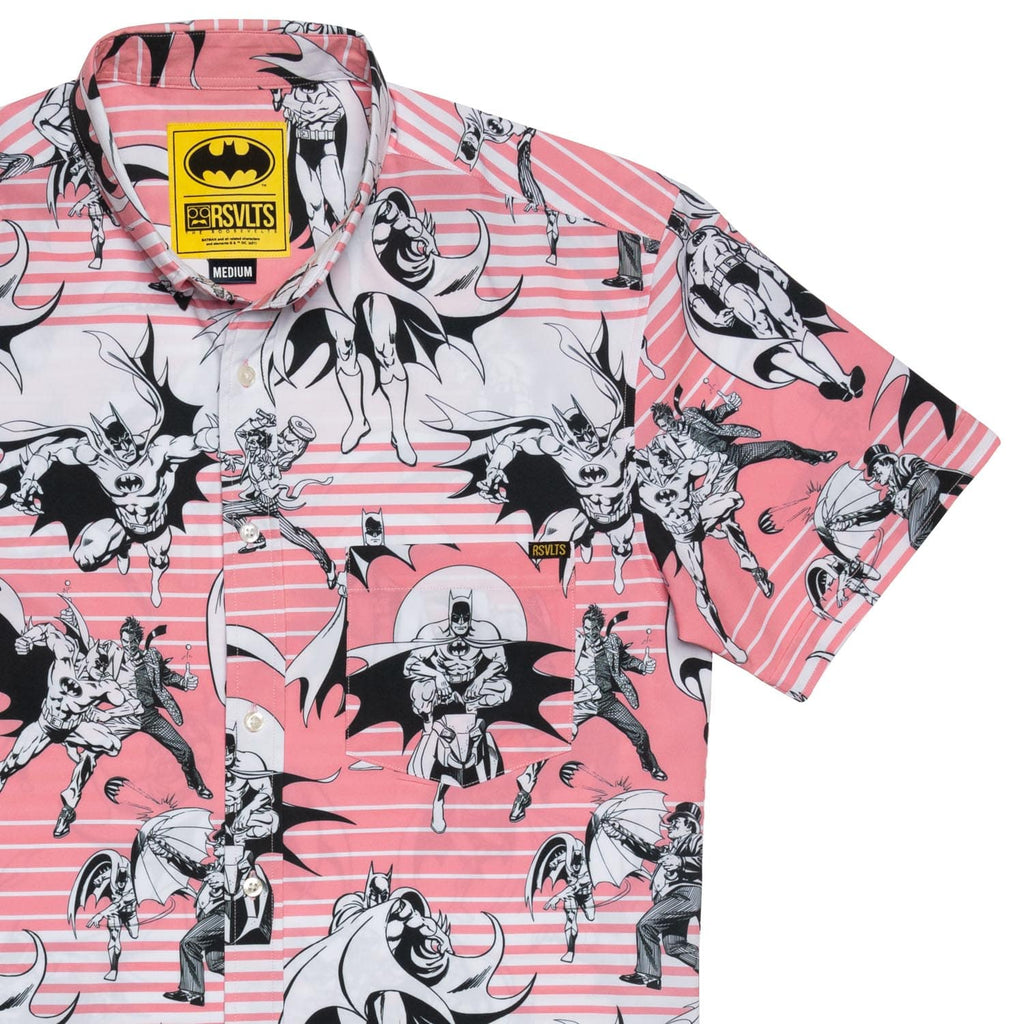 RSVLTS Sundown On Gotham City KUNUFLEX Short Sleeve Shirt in Red — front view