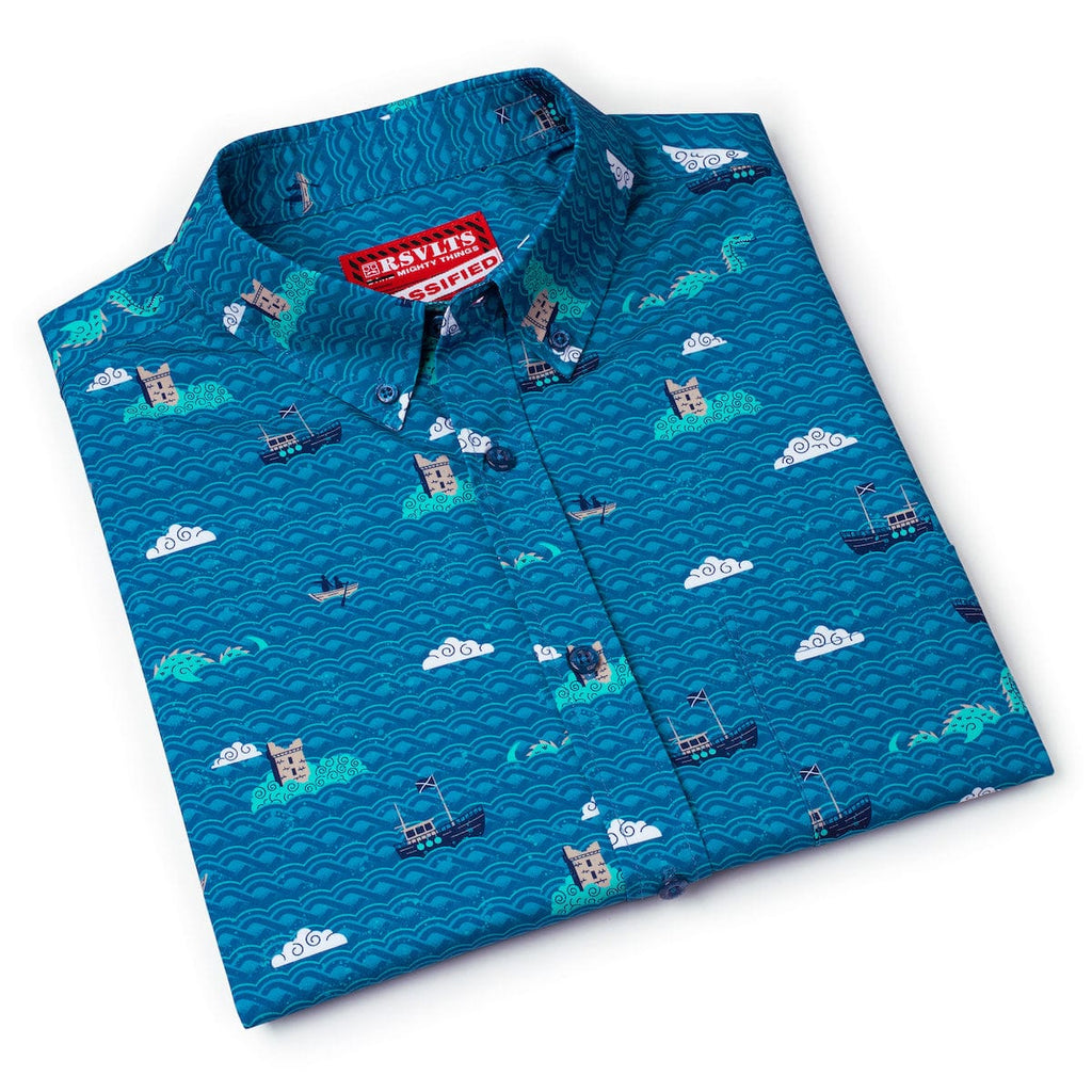 RSVLTS Loch the Boat KUNUFLEX Short Sleeve Shirt in Blue — detail 6