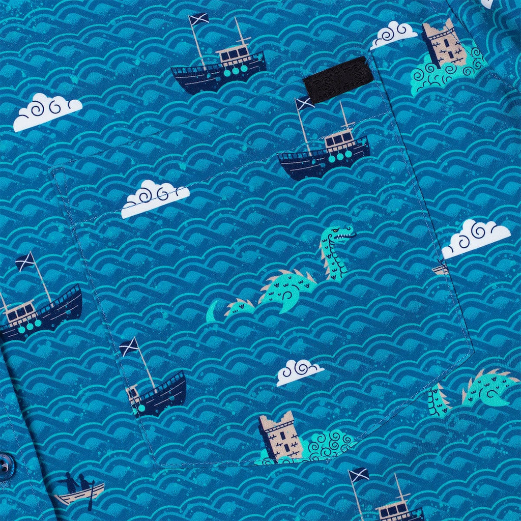RSVLTS Loch the Boat KUNUFLEX Short Sleeve Shirt in Blue — detail 2