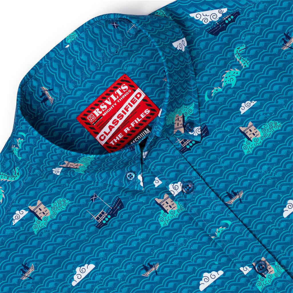 RSVLTS Loch the Boat KUNUFLEX Short Sleeve Shirt in Blue — detail 4
