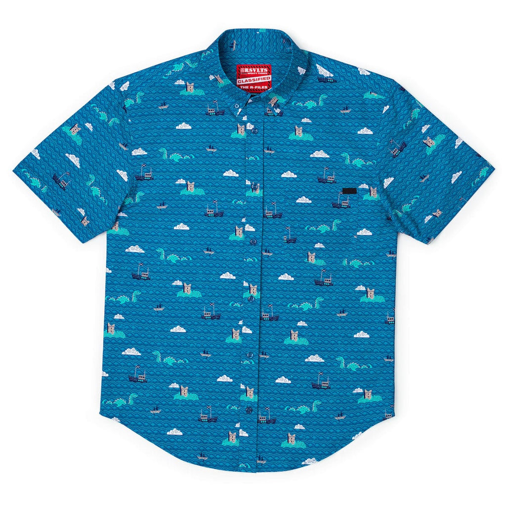 RSVLTS Loch the Boat KUNUFLEX Short Sleeve Shirt in Blue — detail 3