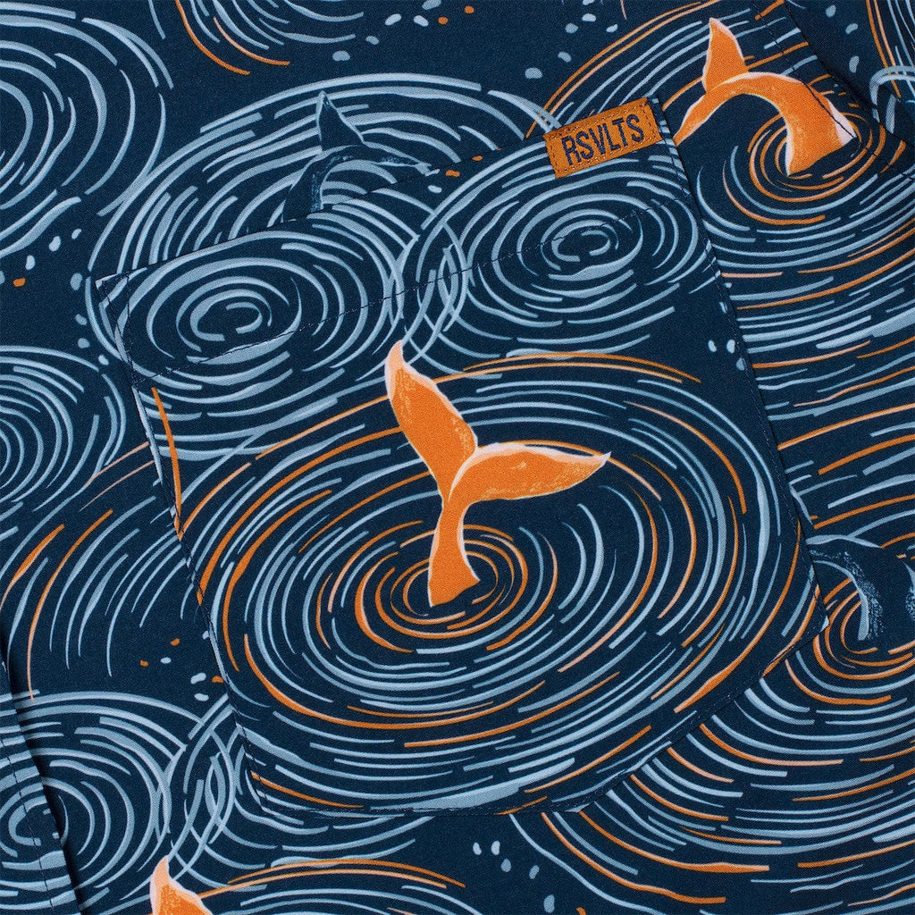RSVLTS Whale Tales KUNUFLEX Short Sleeve Shirt in Blue — detail 2