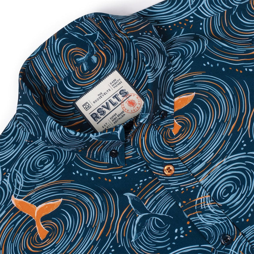 RSVLTS Whale Tales KUNUFLEX Short Sleeve Shirt in Blue — detail 4