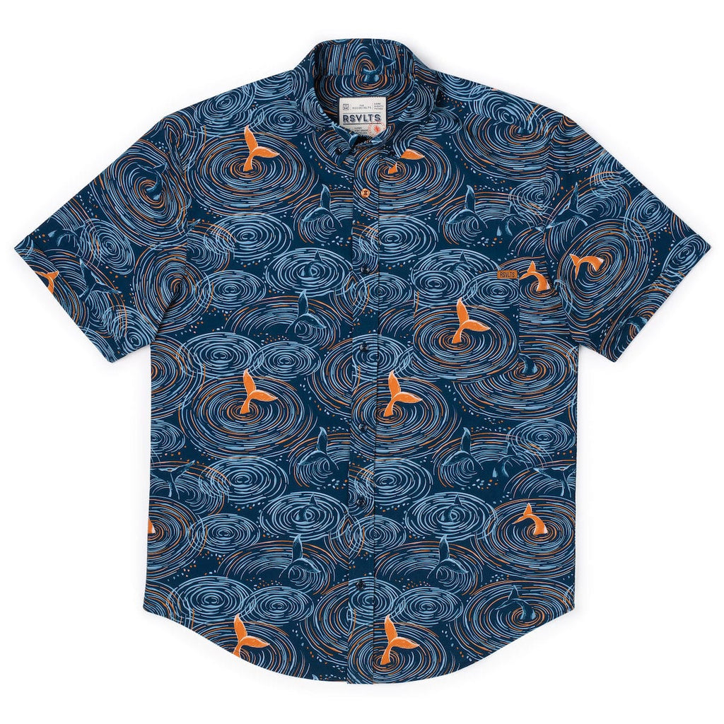 RSVLTS Whale Tales KUNUFLEX Short Sleeve Shirt in Blue — detail 3