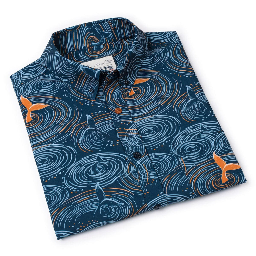 RSVLTS Whale Tales KUNUFLEX Short Sleeve Shirt in Blue — detail 6