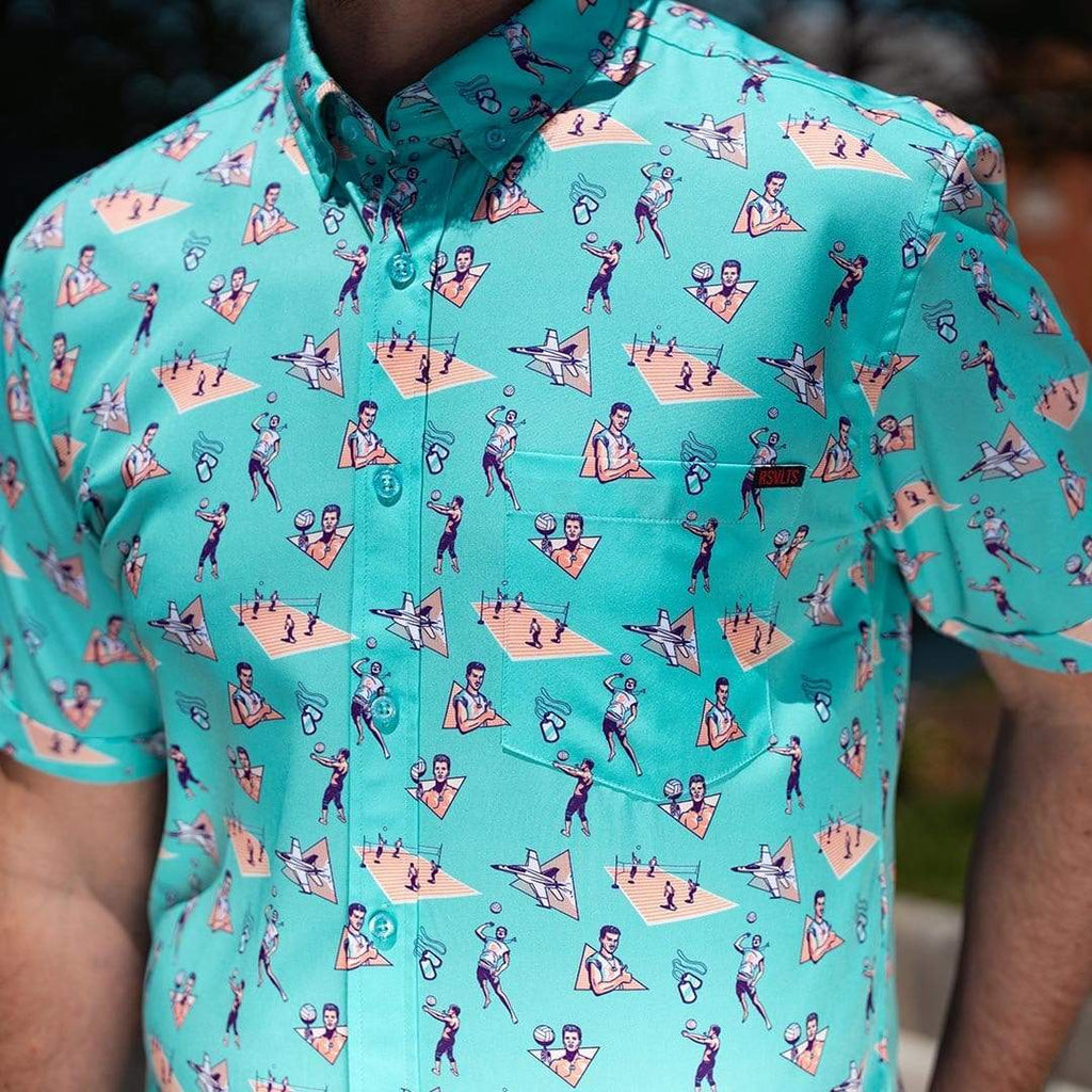 RSVLTS Playing With The Boys KUNUFLEX Short Sleeve Shirt in Blue — detail 12