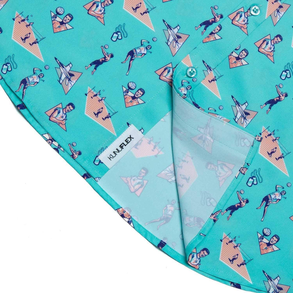 RSVLTS Playing With The Boys KUNUFLEX Short Sleeve Shirt in Blue — detail 5