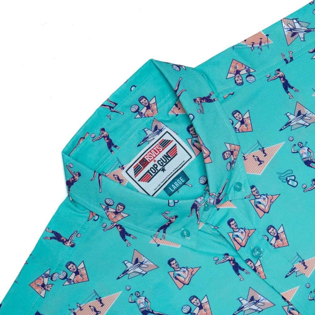 RSVLTS Playing With The Boys KUNUFLEX Short Sleeve Shirt in Blue — detail 4