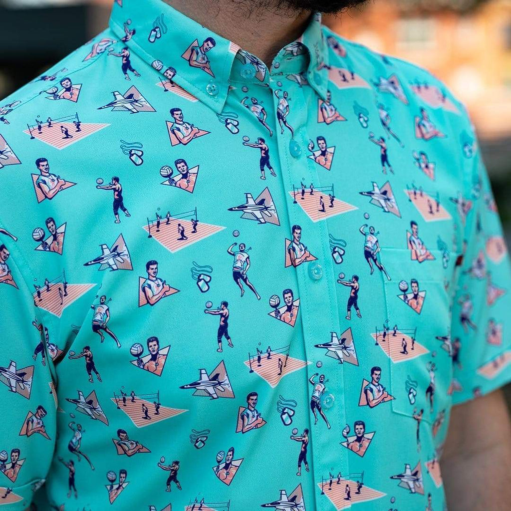 RSVLTS Playing With The Boys KUNUFLEX Short Sleeve Shirt in Blue — detail 3