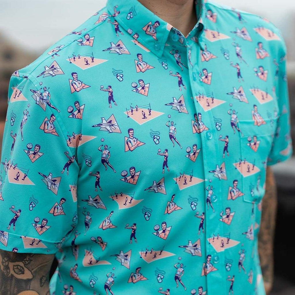 RSVLTS Playing With The Boys KUNUFLEX Short Sleeve Shirt in Blue — detail 8