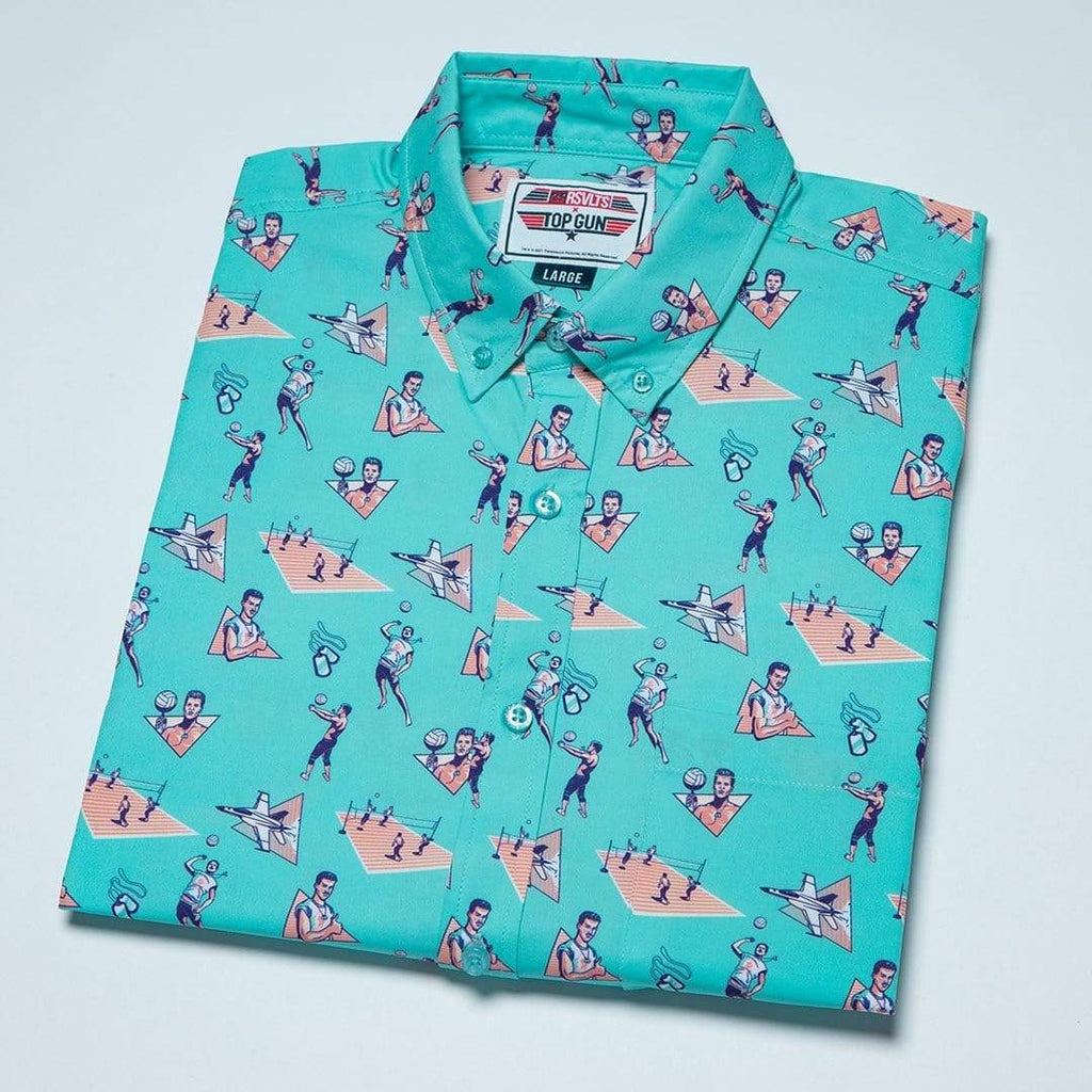 RSVLTS Playing With The Boys KUNUFLEX Short Sleeve Shirt in Blue — detail 6