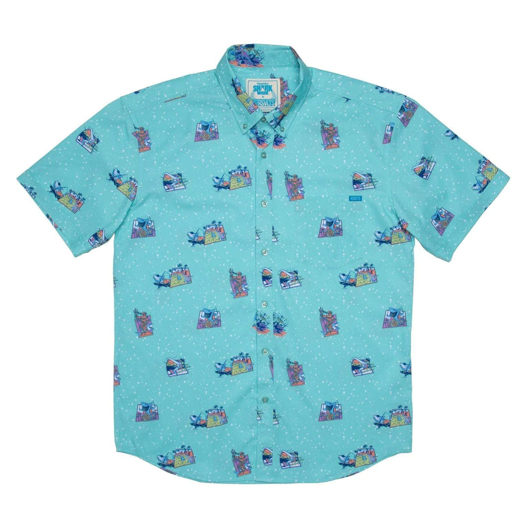 RSVLTS Apex Partyers KUNUFLEX Short Sleeve Shirt in Blue — detail 4
