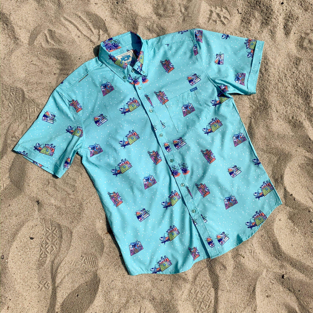 RSVLTS Apex Partyers KUNUFLEX Short Sleeve Shirt in Blue — detail 8