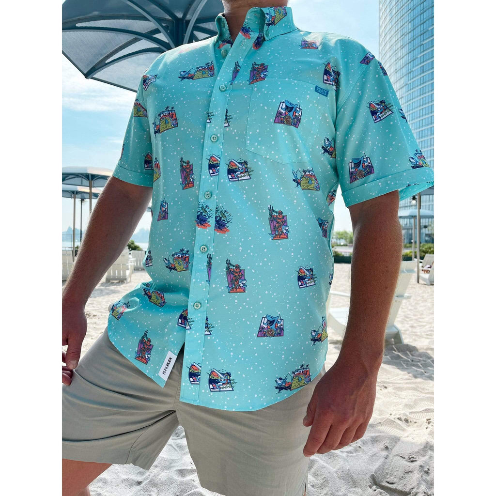 RSVLTS Apex Partyers KUNUFLEX Short Sleeve Shirt in Blue — detail 13