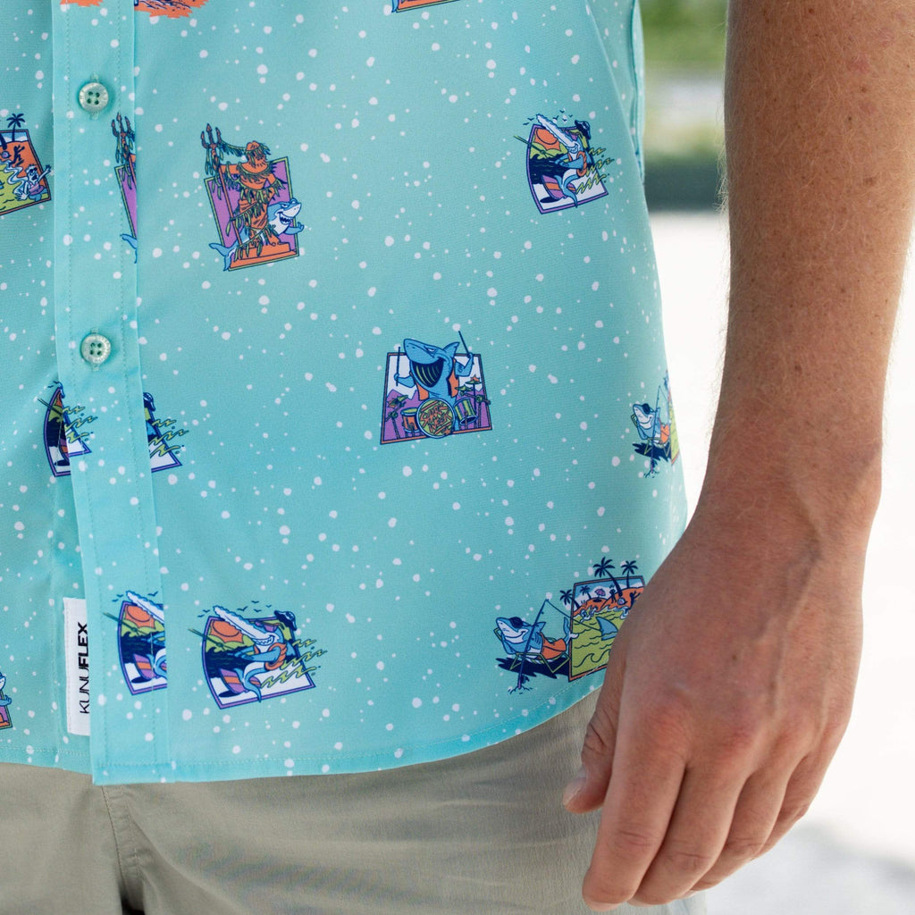 RSVLTS Apex Partyers KUNUFLEX Short Sleeve Shirt in Blue — detail 12