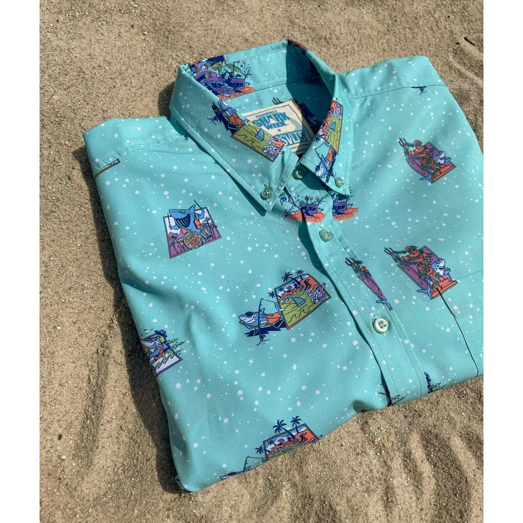 RSVLTS Apex Partyers KUNUFLEX Short Sleeve Shirt in Blue — detail 10