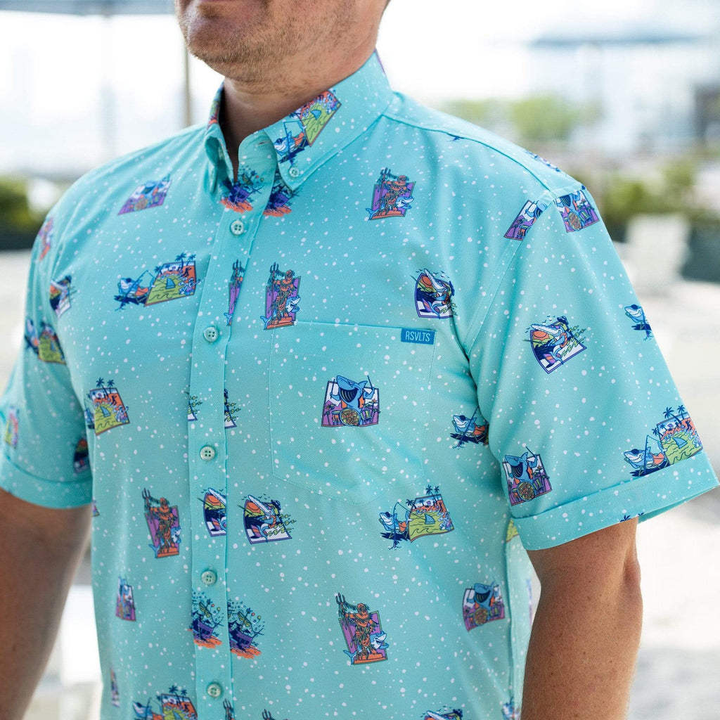 RSVLTS Apex Partyers KUNUFLEX Short Sleeve Shirt in Blue — detail 14