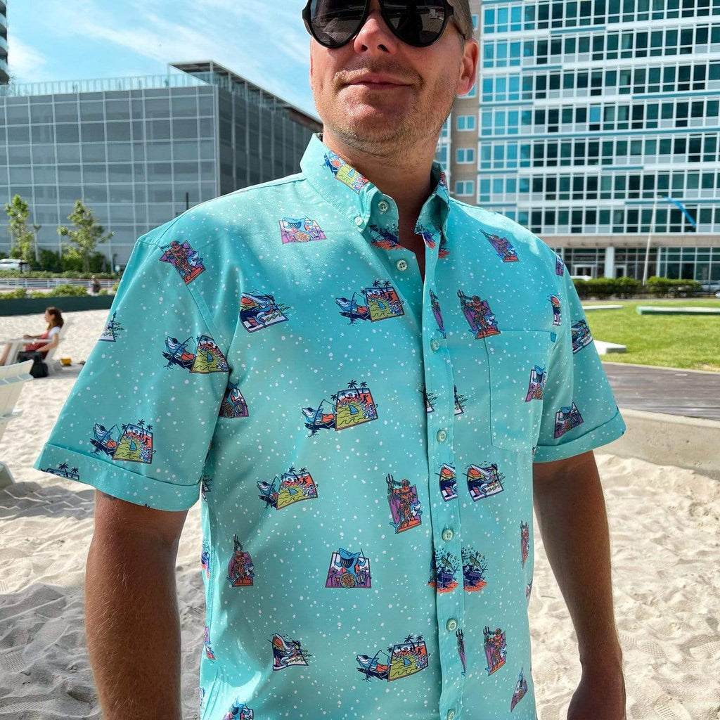 RSVLTS Apex Partyers KUNUFLEX Short Sleeve Shirt in Blue — detail 9