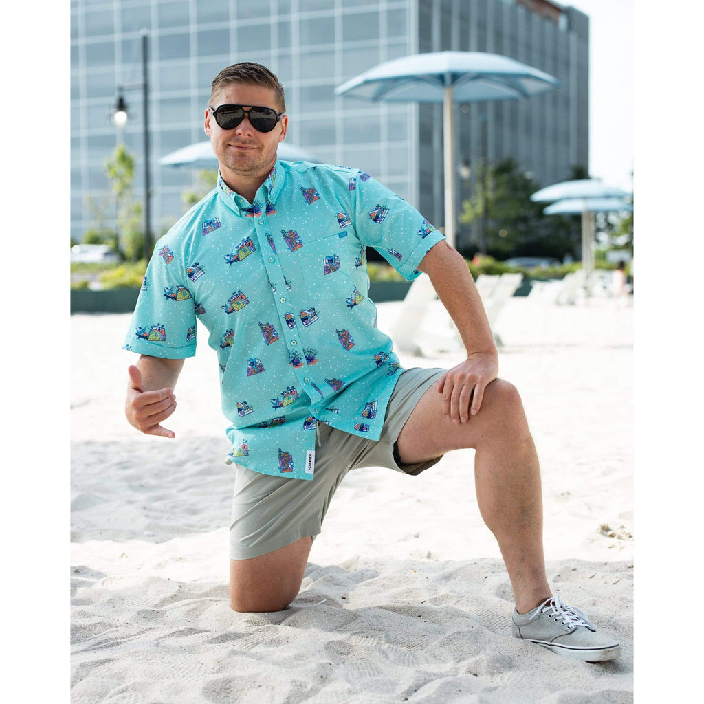 RSVLTS Apex Partyers KUNUFLEX Short Sleeve Shirt in Blue — detail 6