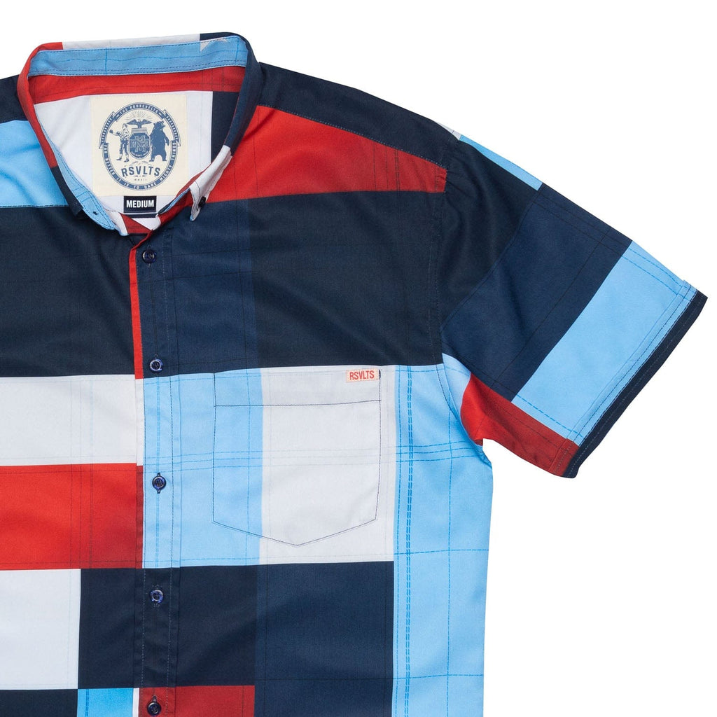 RSVLTS Grandma’s Quilt KUNUFLEX Short Sleeve Shirt in Multicolor — front view