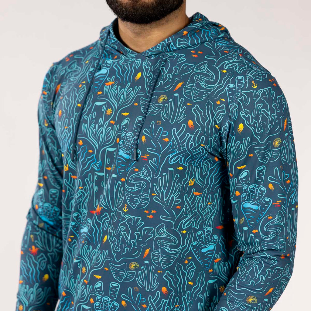 RSVLTS Coral Performance Hoodie in Blue — front view