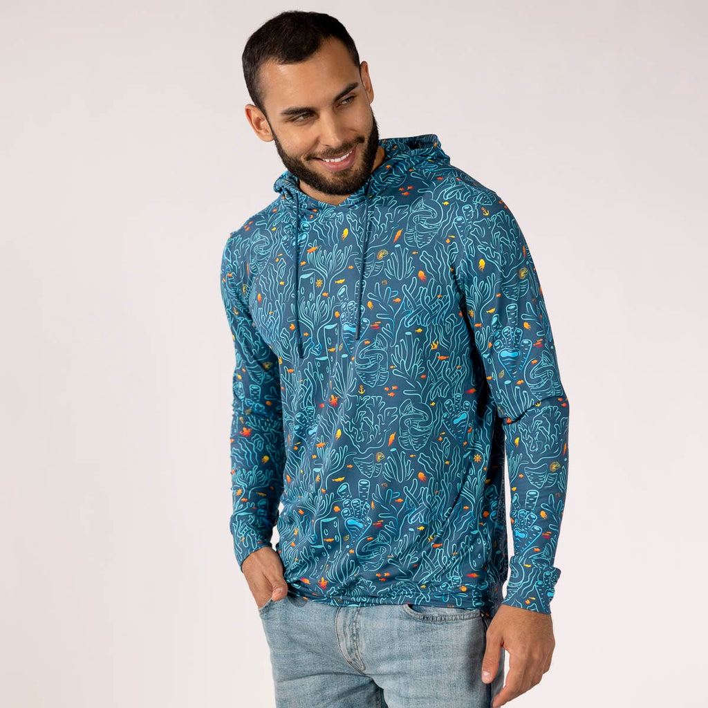 RSVLTS Coral Performance Hoodie in Blue — detail 4