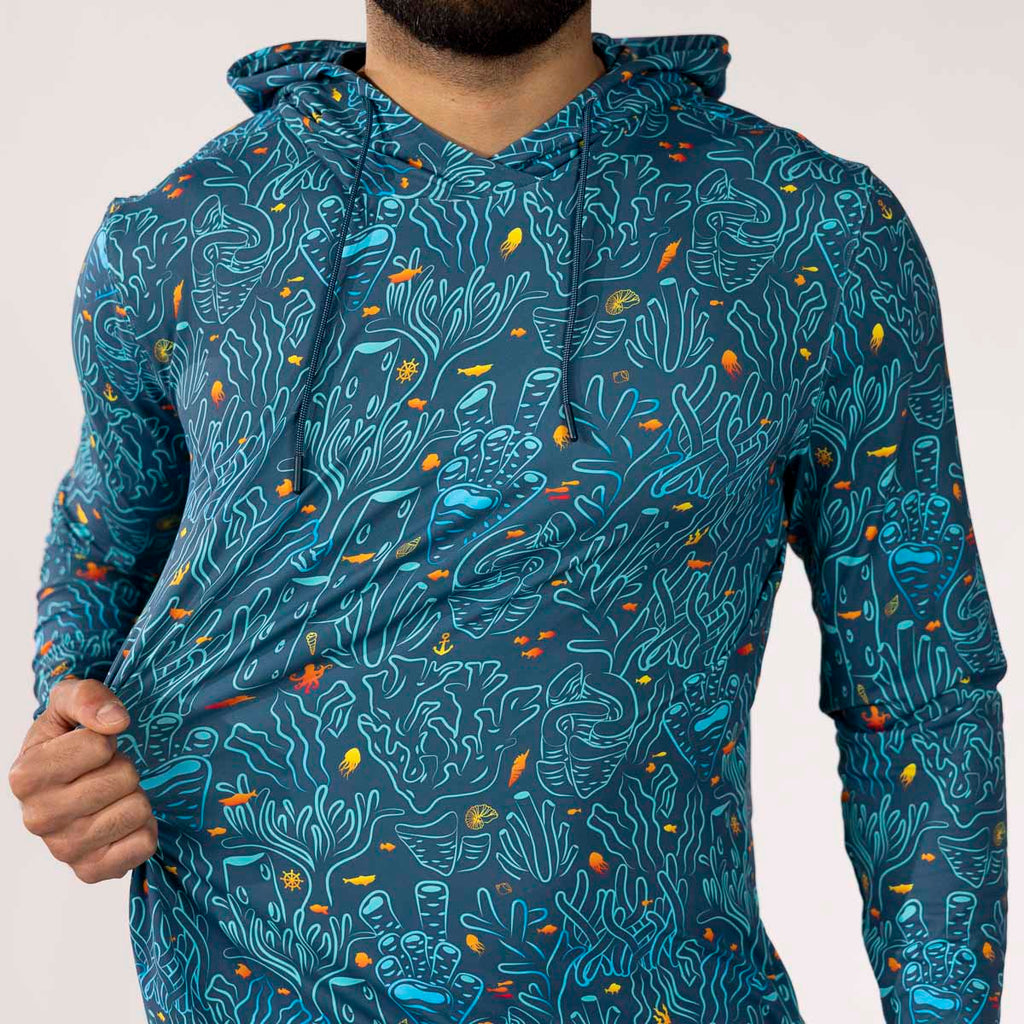 RSVLTS Coral Performance Hoodie in Blue — detail 7