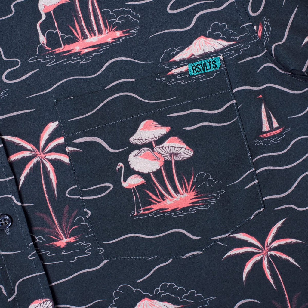 RSVLTS Isle Be Surfing KUNUFLEX Short Sleeve Shirt in Black — detail 3