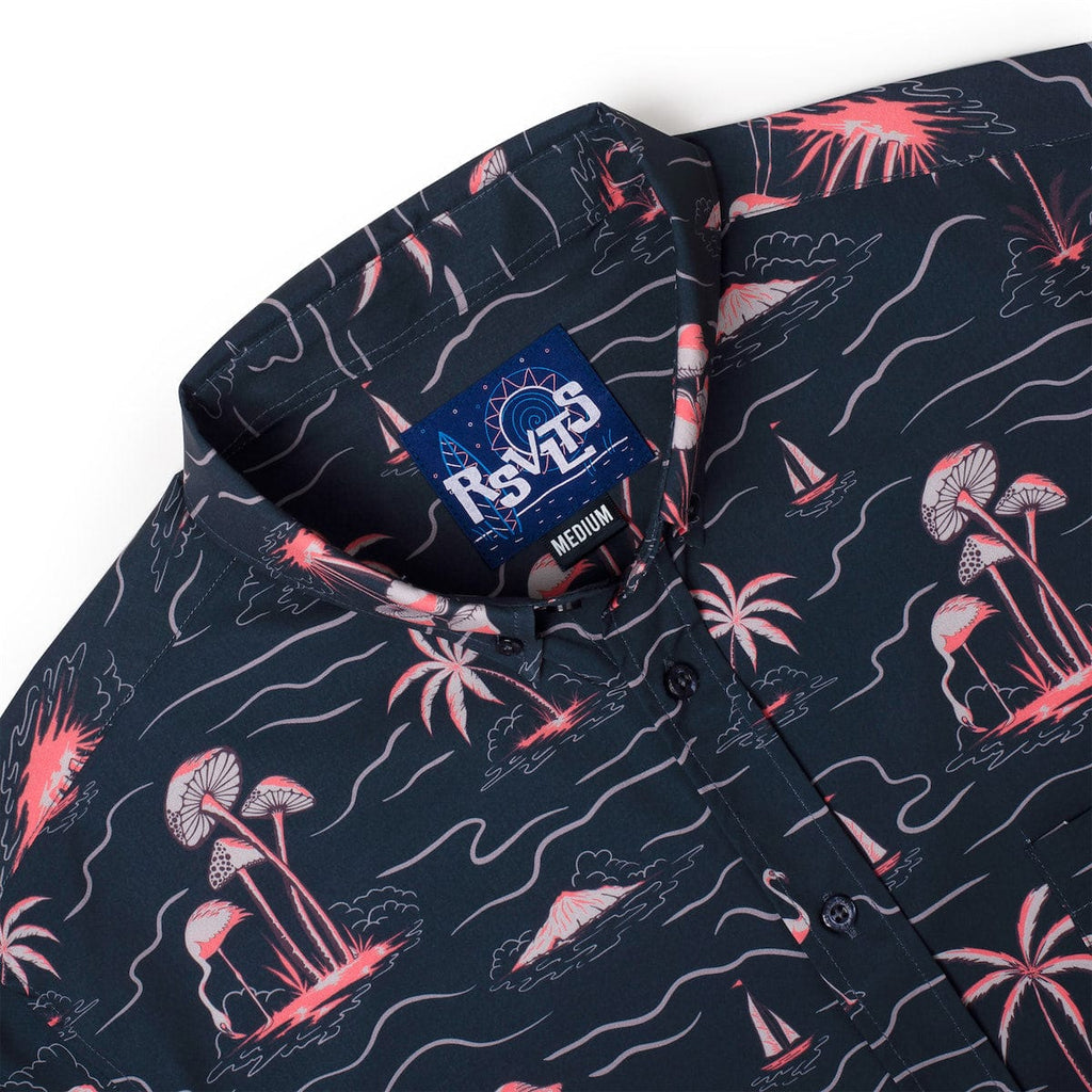 RSVLTS Isle Be Surfing KUNUFLEX Short Sleeve Shirt in Black — detail 5