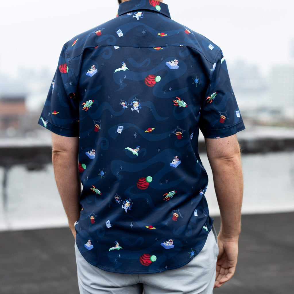 RSVLTS Space Madness KUNUFLEX Short Sleeve Shirt in Blue — detail 7