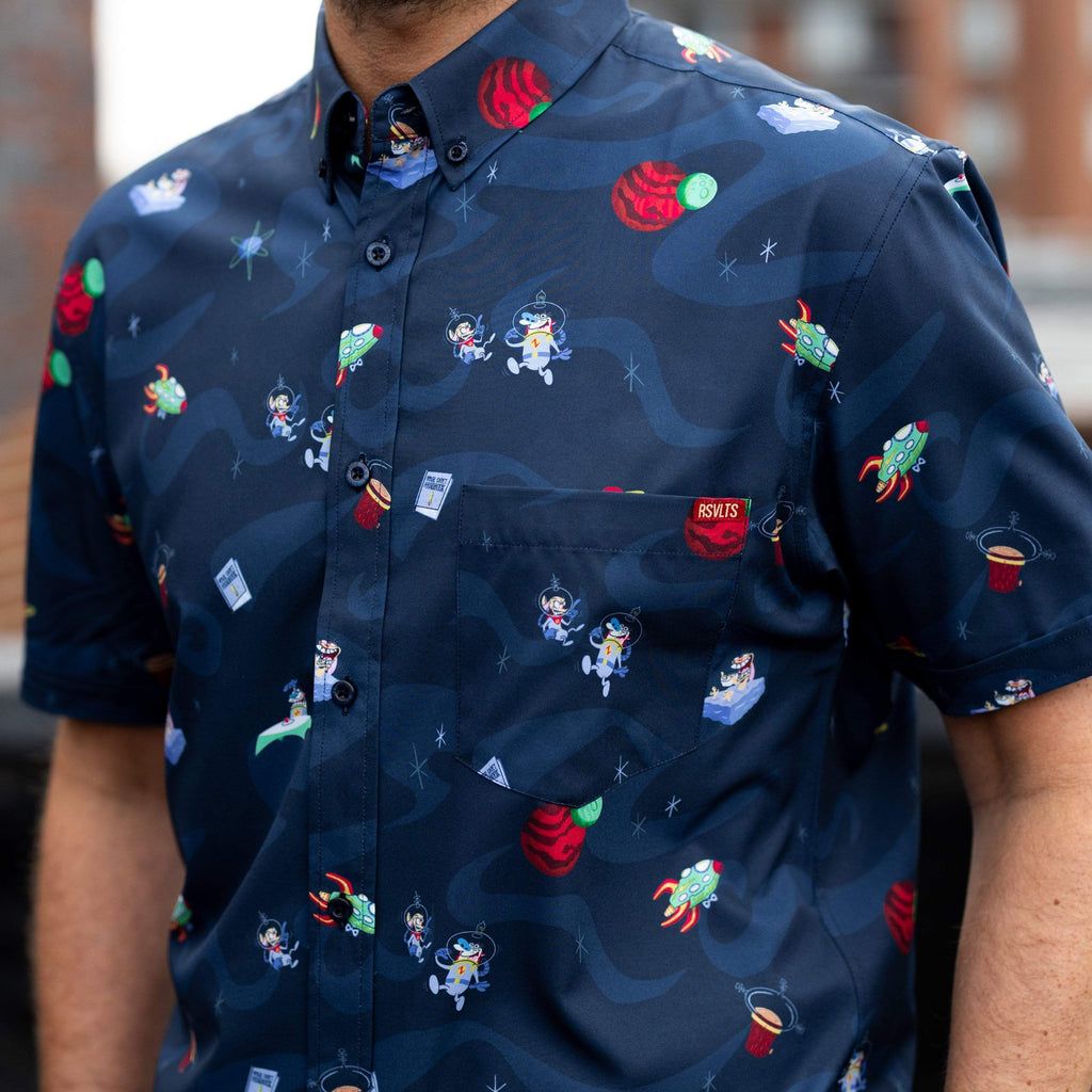 RSVLTS Space Madness KUNUFLEX Short Sleeve Shirt in Blue — detail 4