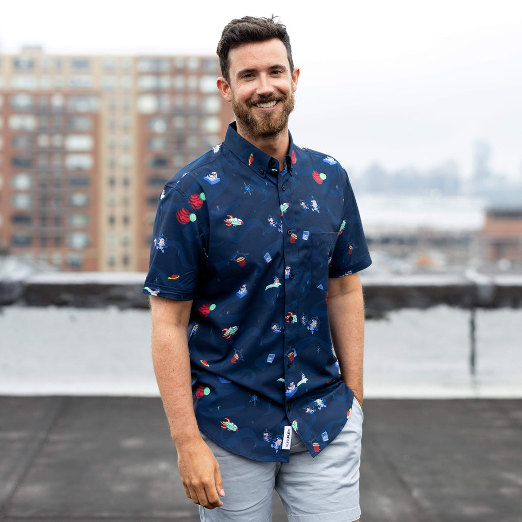 RSVLTS Space Madness KUNUFLEX Short Sleeve Shirt in Blue — detail 5