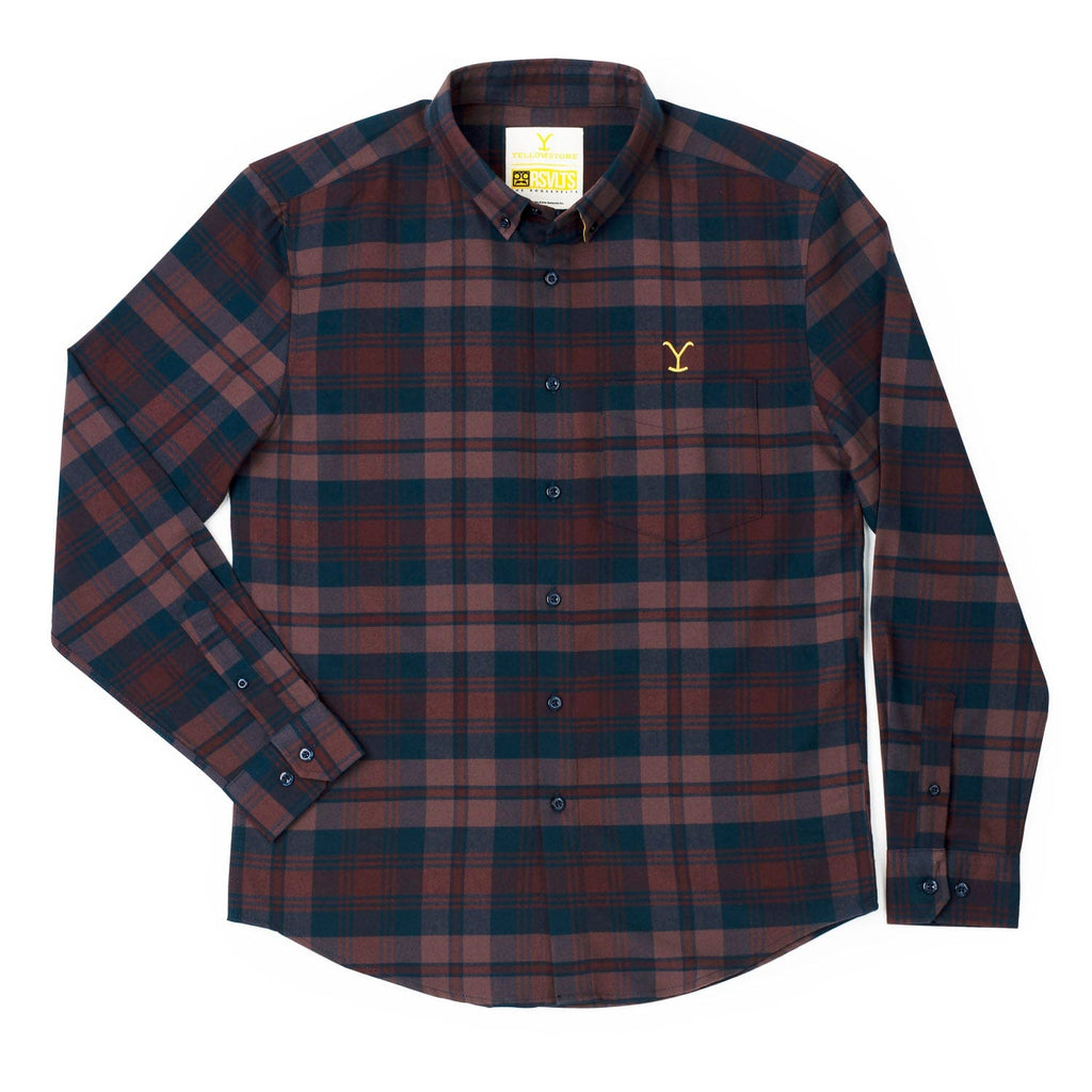 RSVLTS Cowboys & Dreamers BorlandFlex Long Sleeve Flannel in Purple — front view