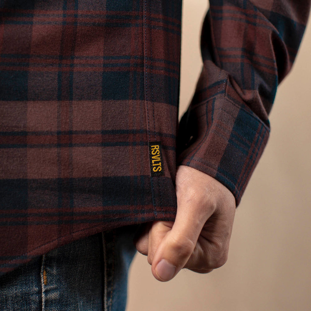 RSVLTS Cowboys & Dreamers BorlandFlex Long Sleeve Flannel in Purple — detail 7