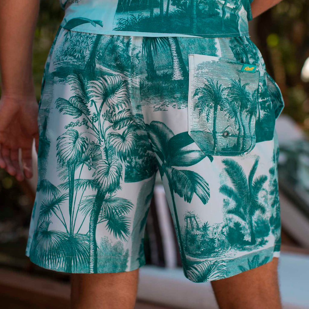 RSVLTS Litho Palms Hybrid Shorts in Blue — detail 2