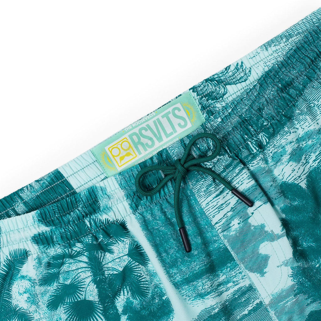 RSVLTS Litho Palms Hybrid Shorts in Blue — detail 5