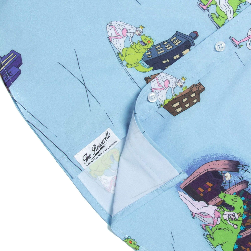 RSVLTS Reptar On Ice KUNUFLEX Short Sleeve Shirt in Blue — detail 5