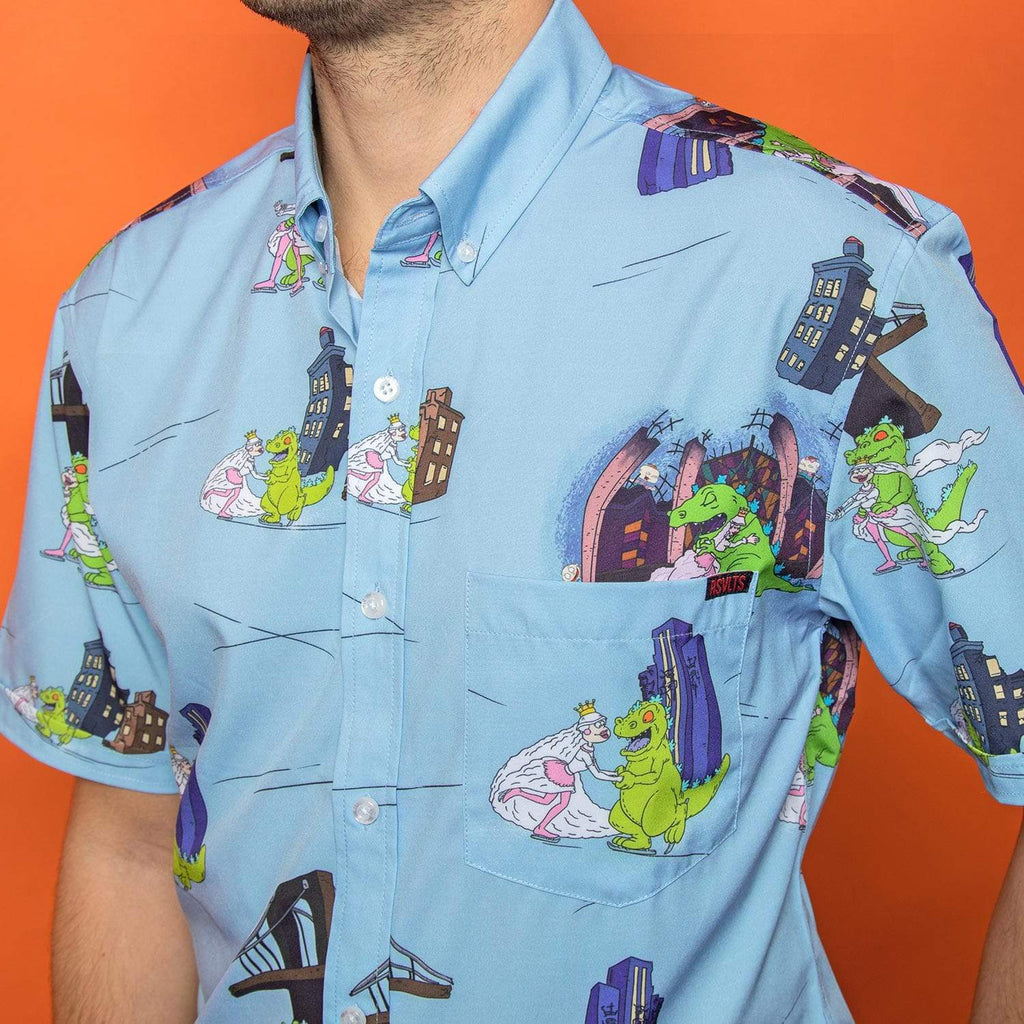 RSVLTS Reptar On Ice KUNUFLEX Short Sleeve Shirt in Blue — detail 7