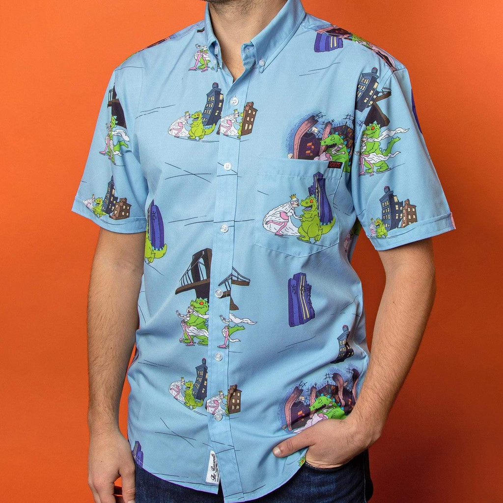 RSVLTS Reptar On Ice KUNUFLEX Short Sleeve Shirt in Blue — detail 6