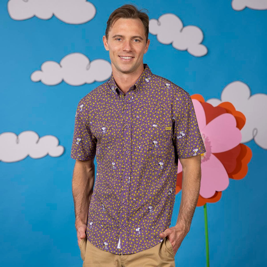 RSVLTS Bird & Beagle KUNUFLEX Short Sleeve Shirt in Purple — detail 4