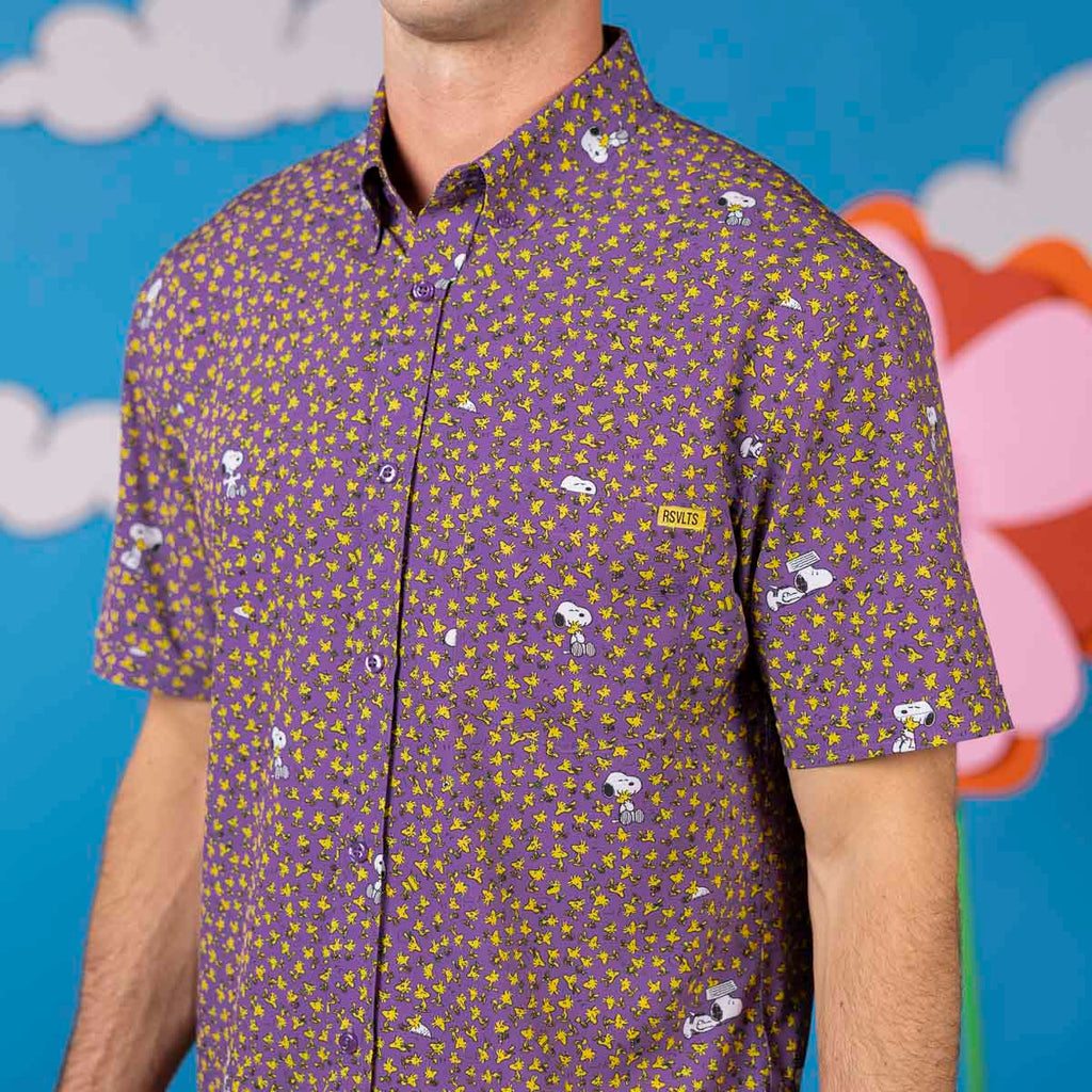 RSVLTS Bird & Beagle KUNUFLEX Short Sleeve Shirt in Purple — detail 6