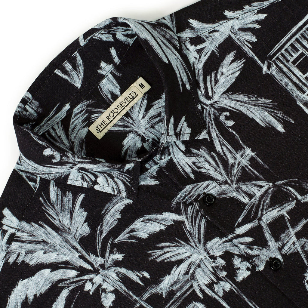 RSVLTS Bungalow Bamboo Short Sleeve Shirt in Black — detail 11